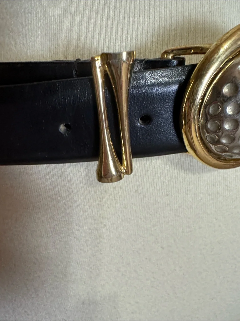 Vintage WCM Doral Resort black leather belt with golf ball buckle and tees Large